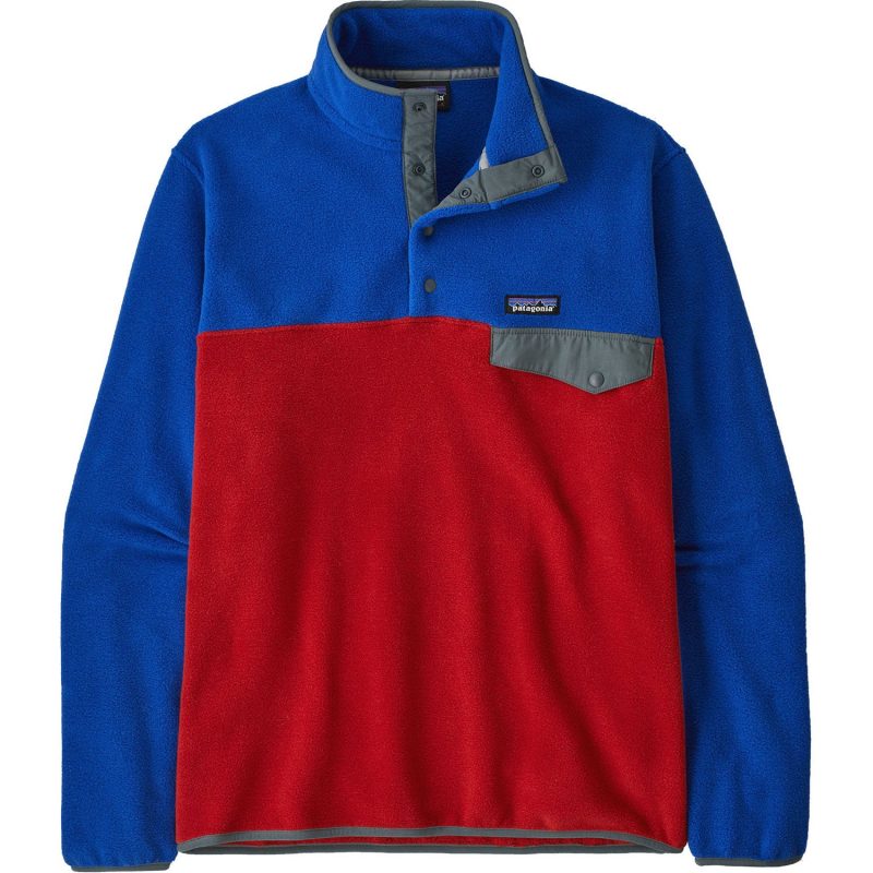 Patagonia Men's Lightweight Synchilla Snap-T Pullover Top in Touring Red front