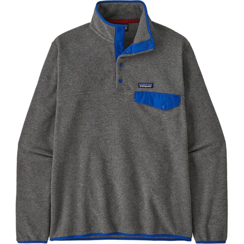 Patagonia Men's Lightweight Synchilla Snap-T Pullover Top in Nickel/Passage Blue front