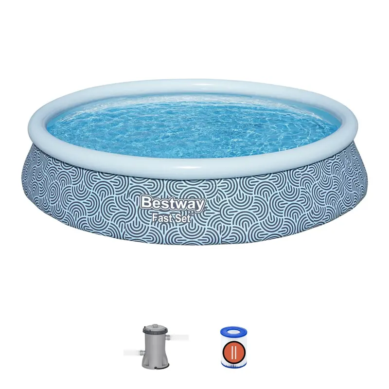 13ft Round Fast-Set Inflatable Pool Kit – 33in Depth, Easy Setup