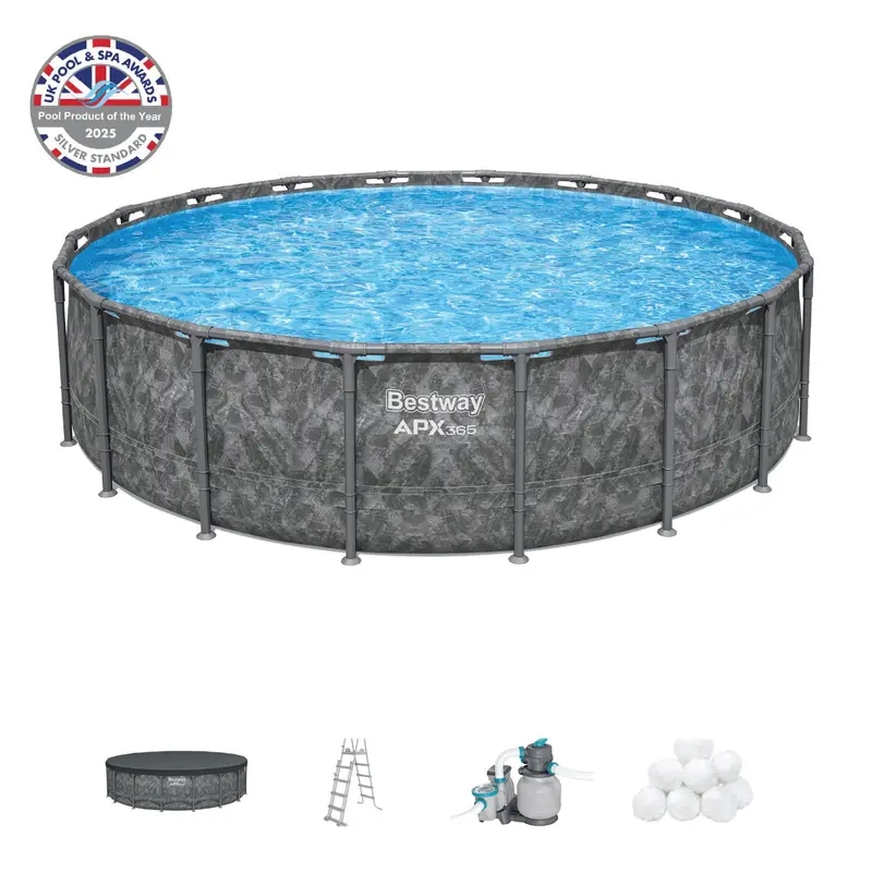 18ft Round Grey APX 365 Above-Ground Pool Set – 52in Depth
