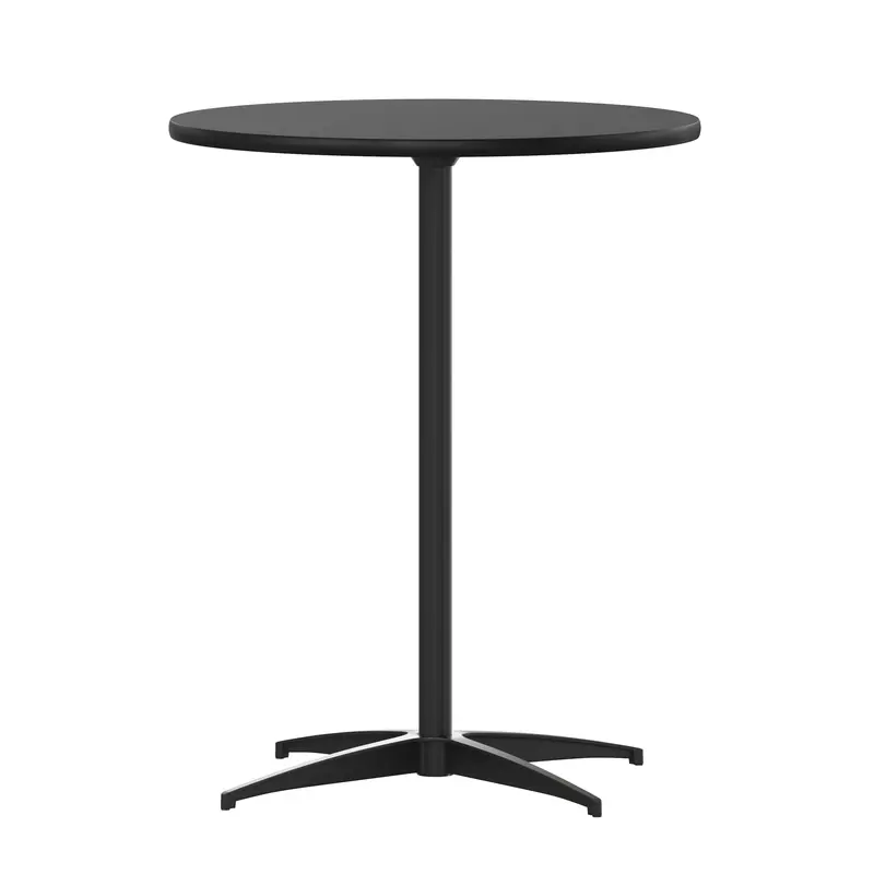 24-Inch Round Wood Cocktail Table: Space-Saving Height-Adjustable Design