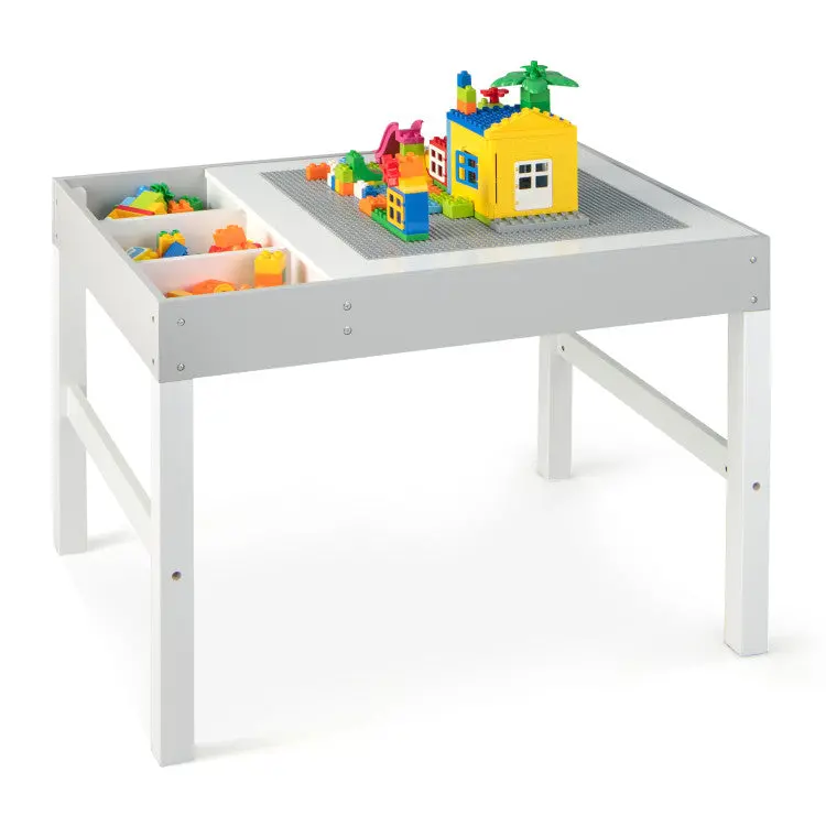 3-in-1 Adjustable Wooden Kids’ Table with Dual-Sided Top & Built-in Storage – White