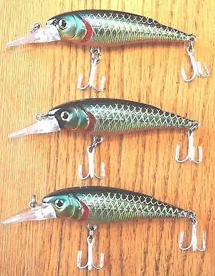 3-Pack 4.5-Inch Vibrating Crankbait Lure for Pike, Walleye & Trout – Blue/Orange