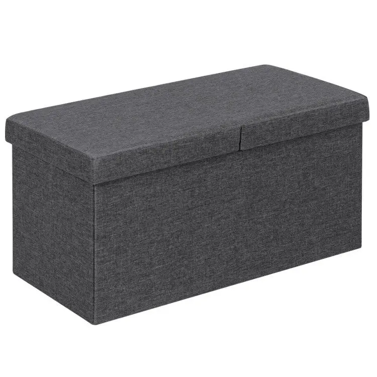 30″ Lift-Top Folding Storage Ottoman – Dark Gray Fabric Finish