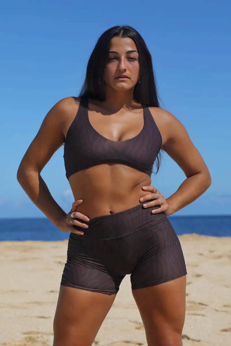 4-Inch Biker Short in Chocolate Zebra Print