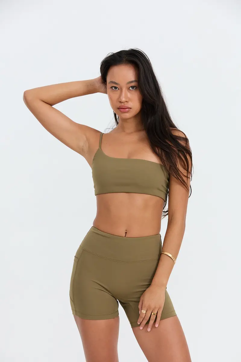 4-Inch Compression Biker Short in Khaki