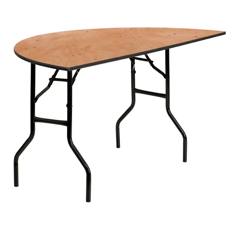 5-Foot Half-Round Wooden Folding Banquet Table – Space-Saving Design