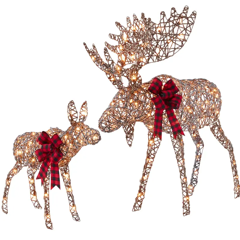 5-Foot Lighted Moose Family Outdoor Decoration Set with LED Illumination