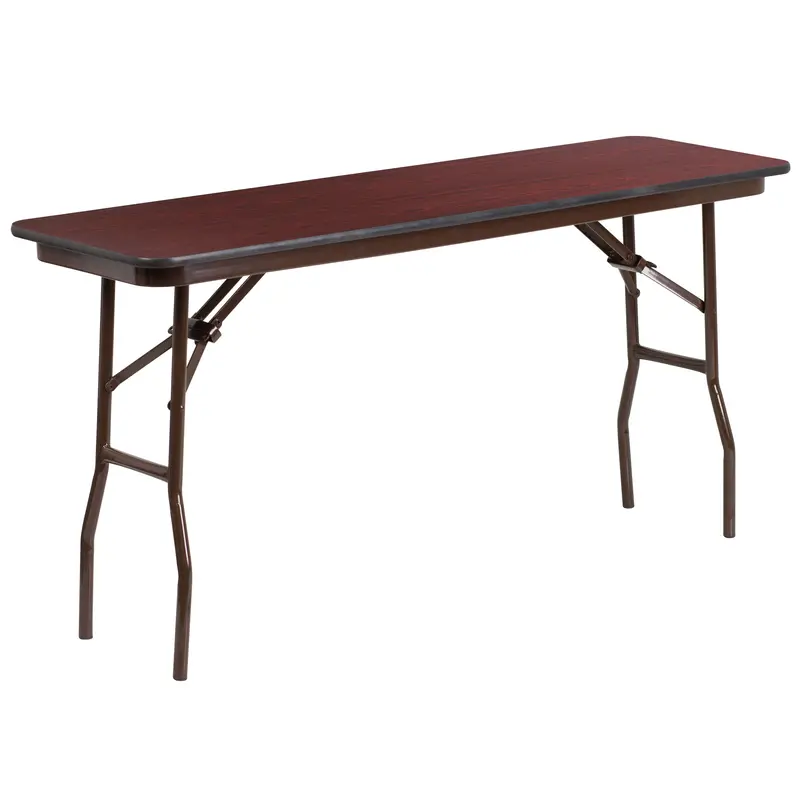 5-Foot Mahogany Melamine-Laminate Folding Training Table
