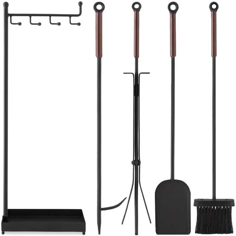 5-Piece Vintage-Style Fireplace Tool Set for Indoor or Outdoor Use