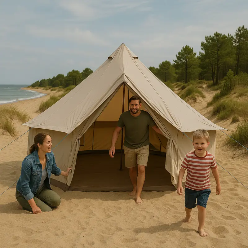 5m Natural Canvas Bell Tent (285gsm) with XL Walls & StoveMate Compatibility