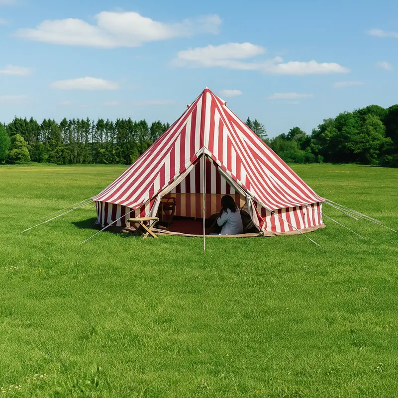 5m Summer Fete Bell Tent – 285gsm 100% Natural Canvas with Stove Compatibility