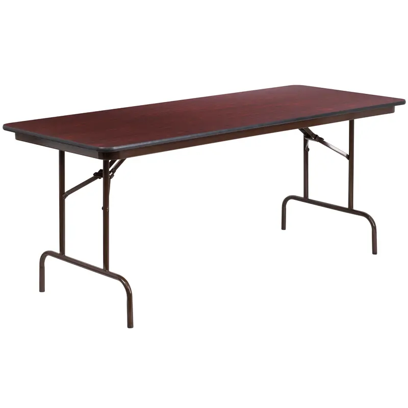 6-Foot Mahogany Melamine Banquet Folding Table
