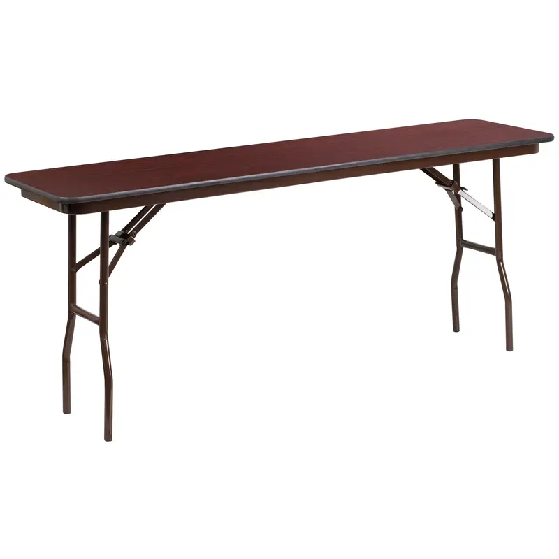 6-Foot Mahogany Melamine-Laminate Folding Training Table