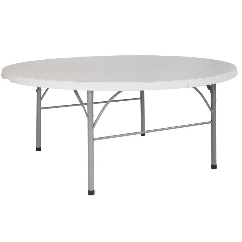 6-Foot Round Bi-Fold Plastic Banquet Table – Event-Ready with Carry Handle