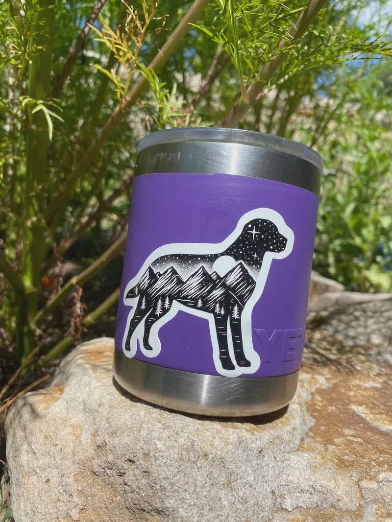 Adventure Dog Sticker – Playful Pet & Hiking-Themed Decal