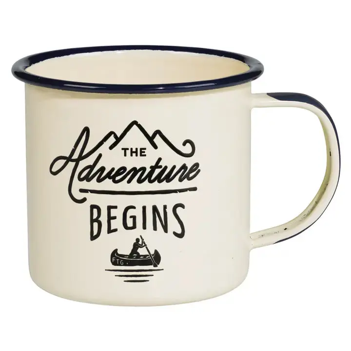 Adventure-Themed Enamel Camping Mug
