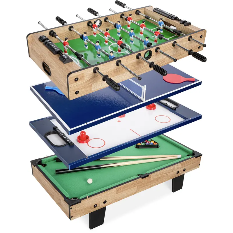 All-in-One Multi-Game Table Featuring Air Hockey, Ping Pong, Billiards, and Foosball