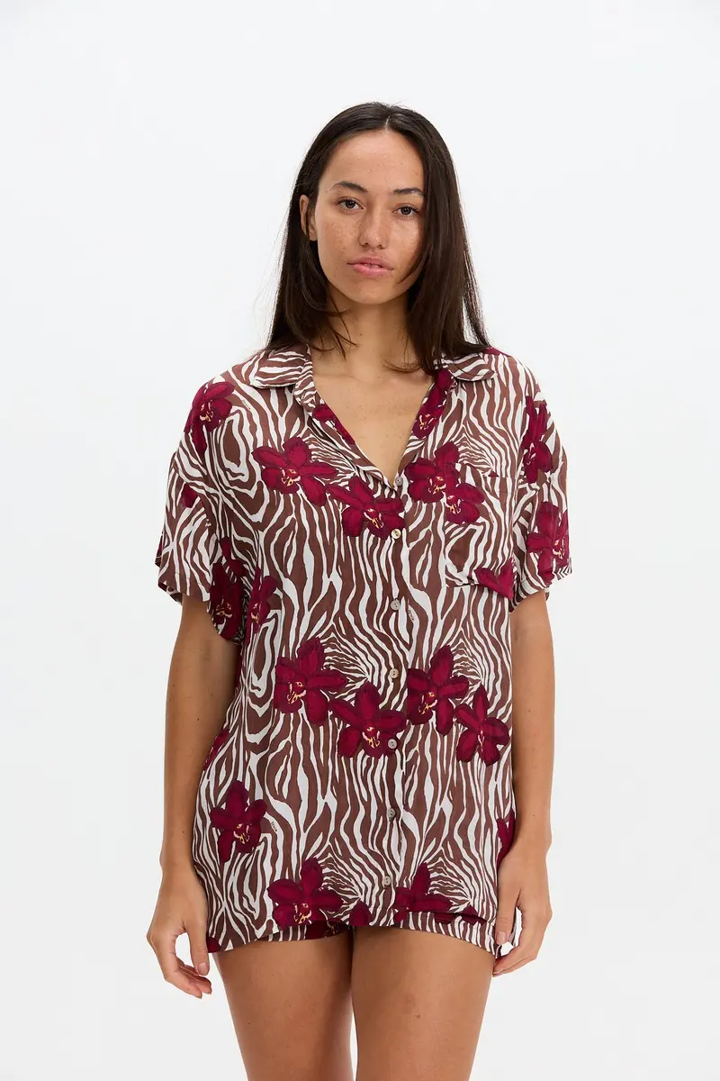 Aloha Shirt Dress in Diva Pattern