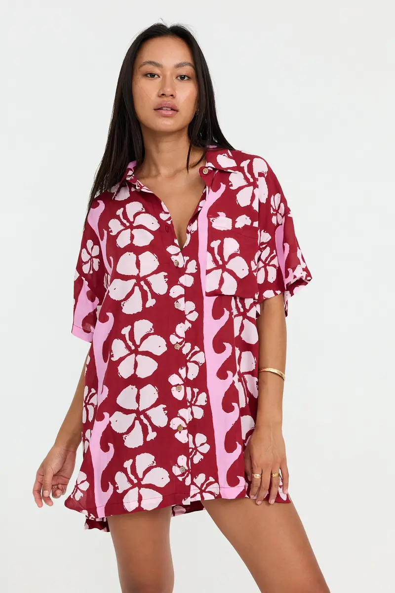 Aloha Shirt Dress in Papeete Print