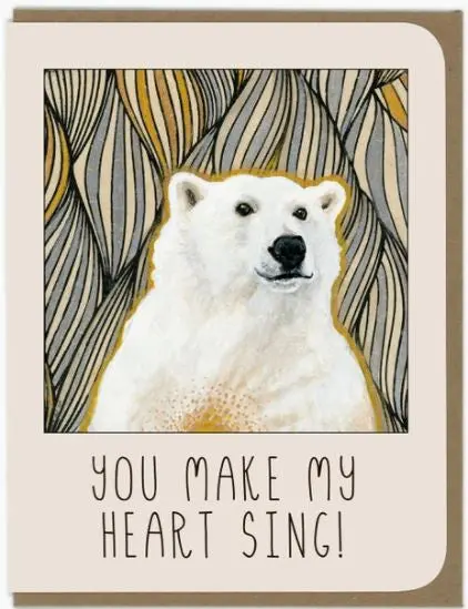 Amy Rose Moore Polar Bear Singing Heart Love Card