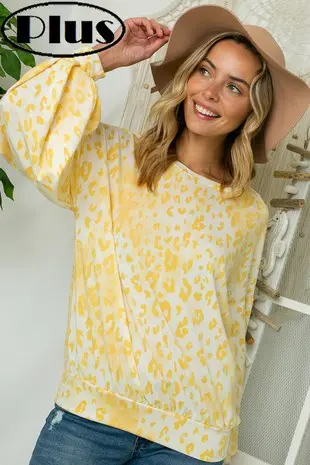 Animal Print Long Sleeve Plus-Size Top