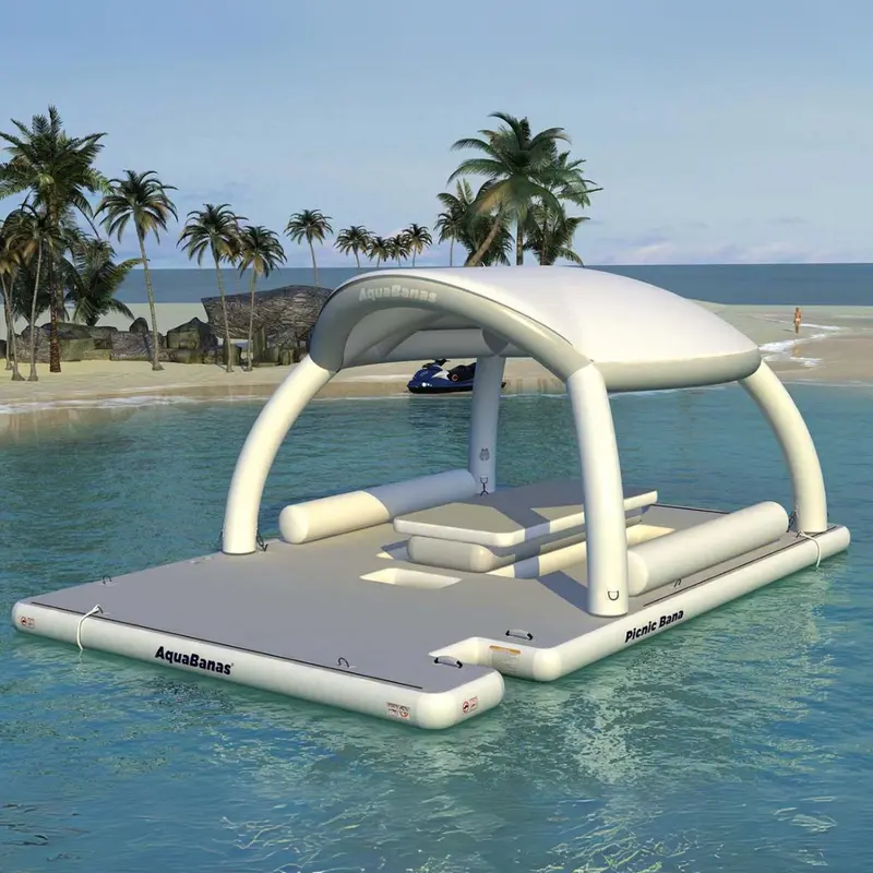 AquaBanas Picnic Bana 2.0 – Inflatable Floating Island with Table Setup