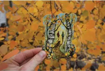 Aspen Grove Hiking Scene Sticker