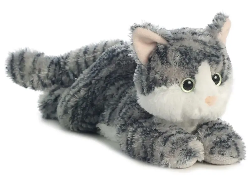 Aurora Lily Gray Tabby Cat Plush – Artisan-Crafted Feline Figure