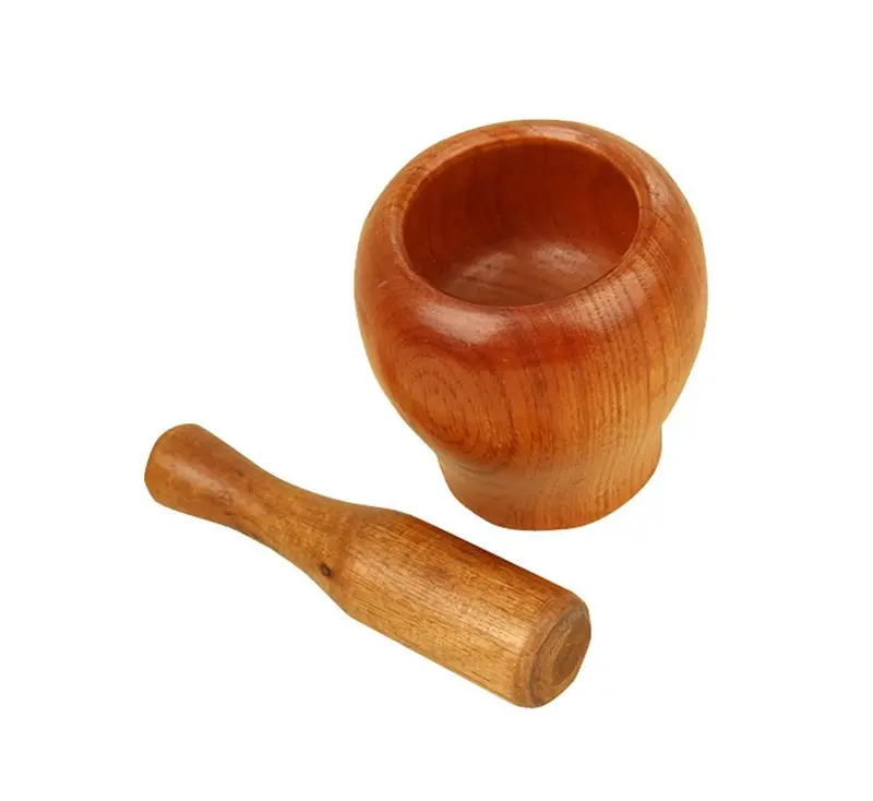 Bamboo Mortar and Pestle Set – Garlic Crusher & Spice Grinder
