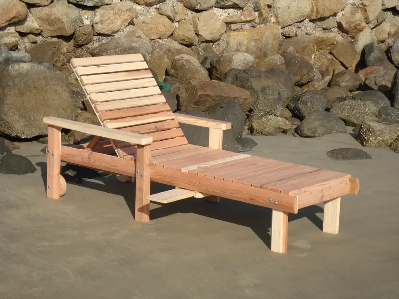 Beach-Themed Redwood Chaise Lounge