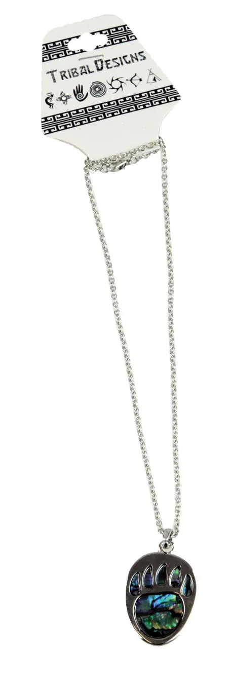 Bear Paw Charm Necklace with Pava Shell Accents