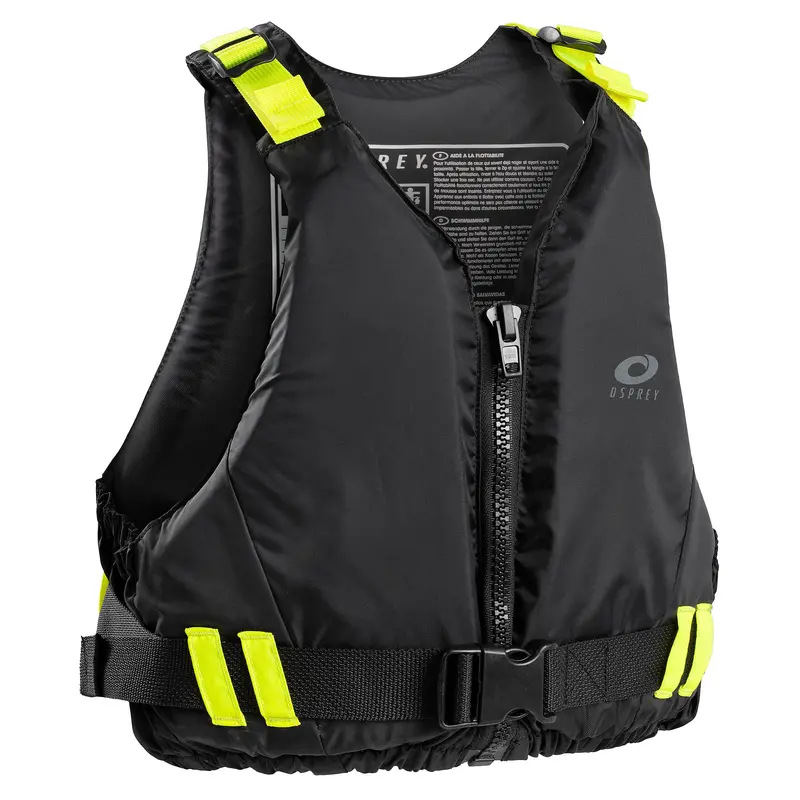 Black Adult Life Vest – Adjustable Flotation Aid