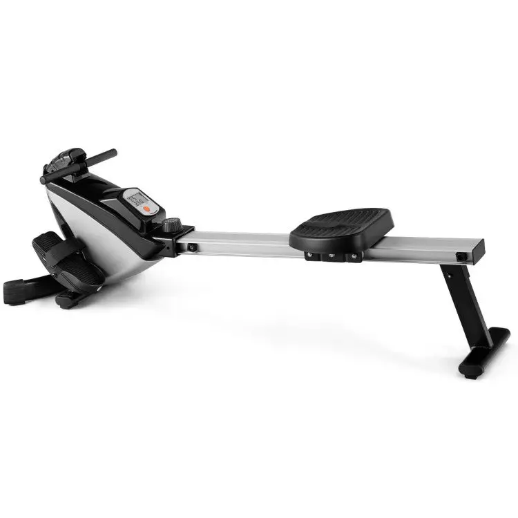 Black Foldable Magnetic Rowing Machine with Adjustable Resistance