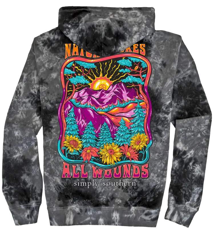Black Moon & Nature Tie-Dye Hoodie