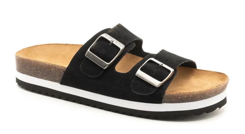 Black Suede Beach Babe Slide Sandals