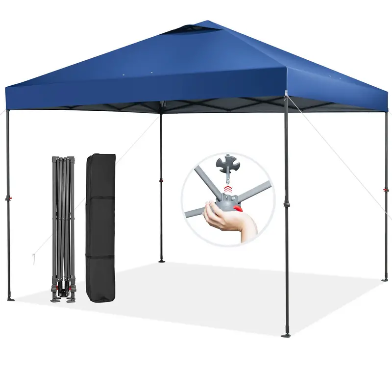 Blue 10’x10′ Instant Pop-Up Canopy – Foldable Outdoor Shade Tent with Carry Bag
