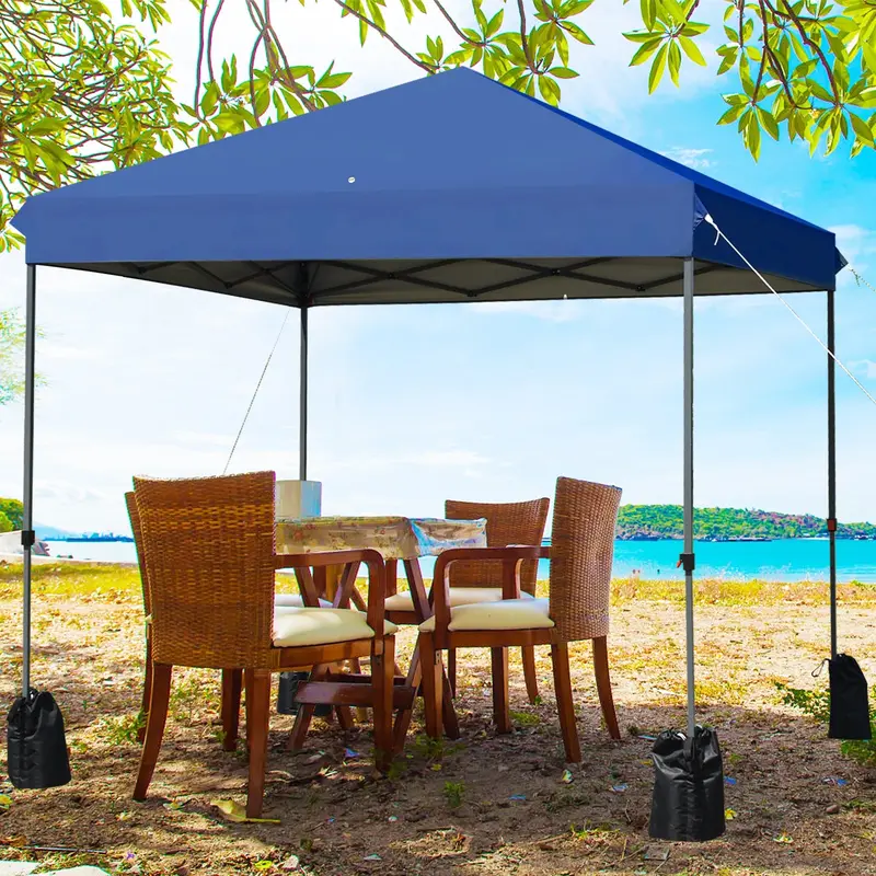 Blue 8’x8′ Pop-Up Canopy Tent – Compact Outdoor Shade with Roller Carry Bag