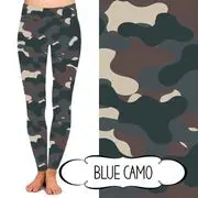 Blue Camouflage High-Waisted Leggings
