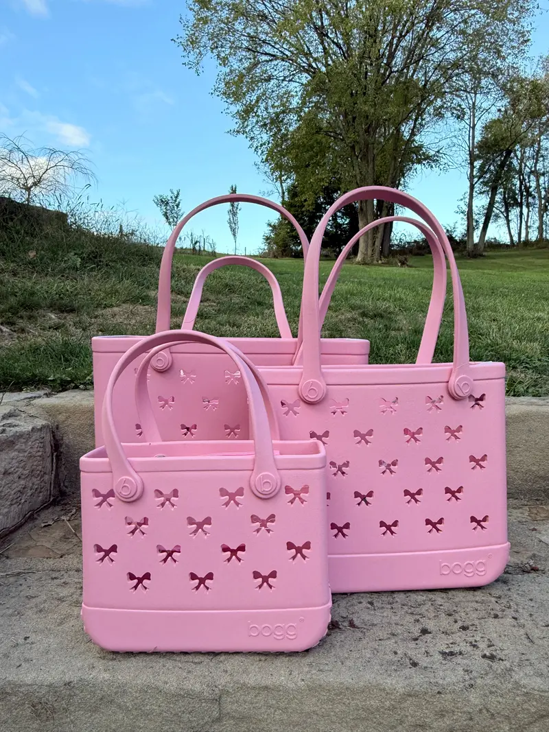 Bogg Bag Bitty Mini Version with Bubblegum Pink Bow Embellishment