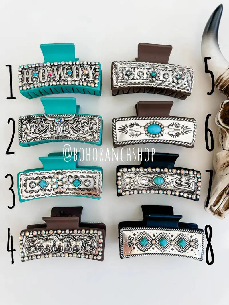 Boho Ranch Shop Bedazzled Western Hair Claw Clip