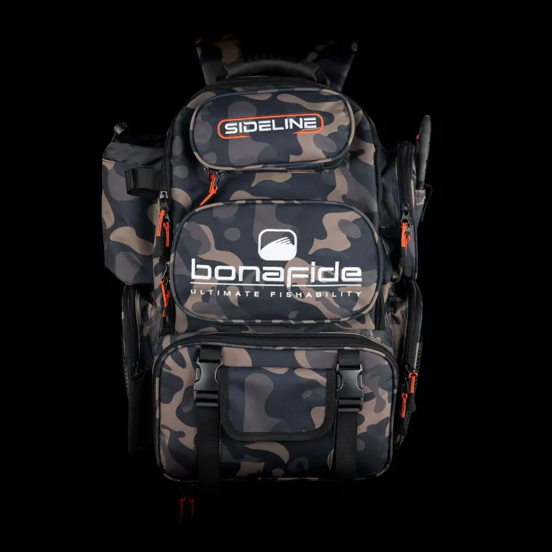 Bonafide Sideline Backpack Fishing Bag with Three 3600 Tackle Boxes