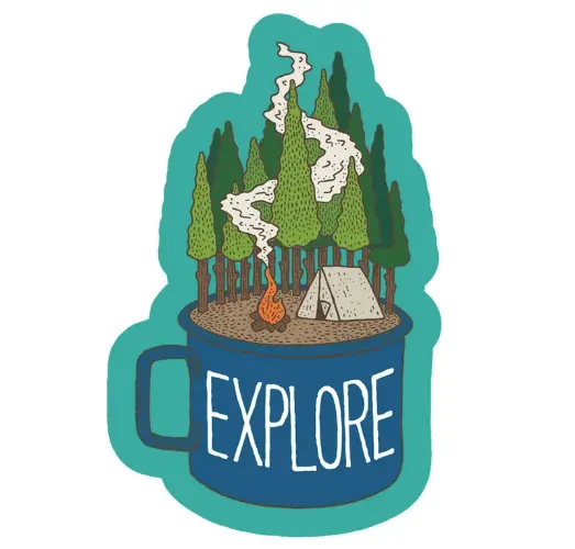‘Camp Cup Explore’ Campfire Lifestyle Sticker