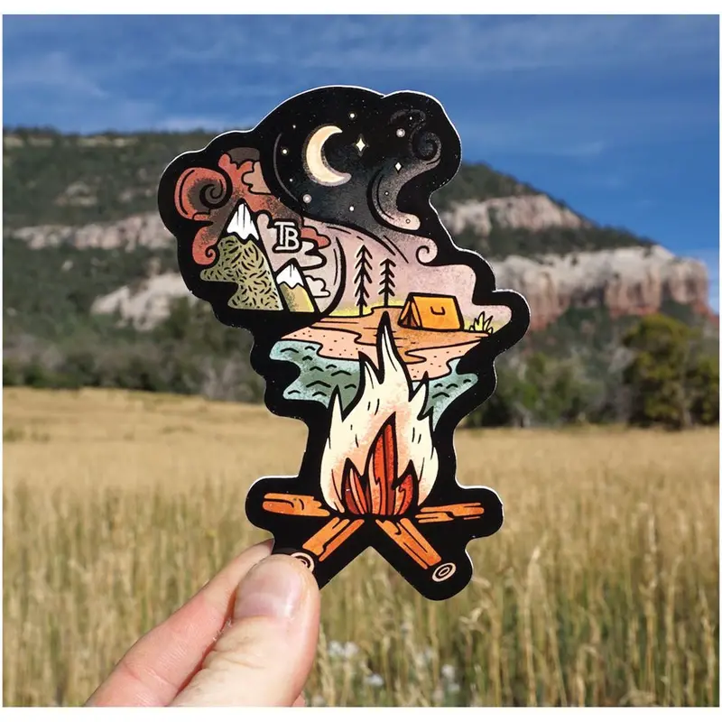 Campfire Dreaming Illustrated Sticker Art