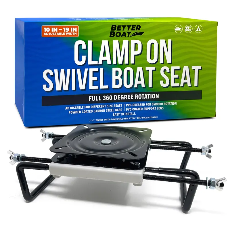 Clamp-On Swivel Boat Seat for Quick, Tool-Free Mounting
