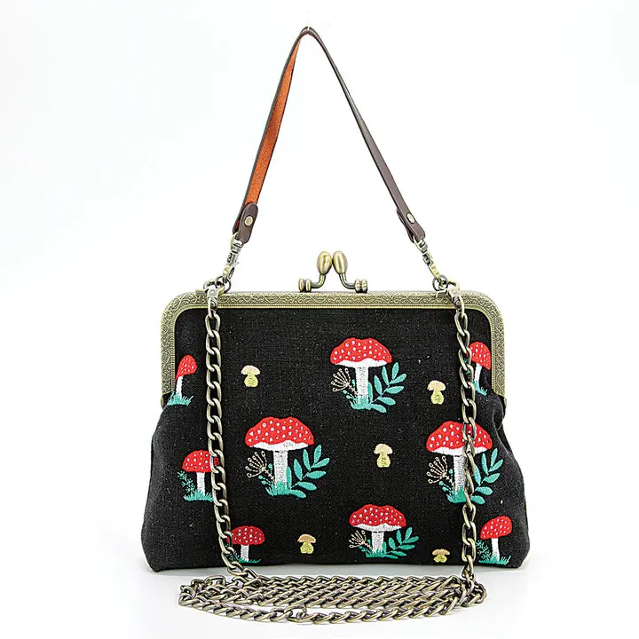 Comeco Inc Mushroom-Print Kisslock Frame Bag