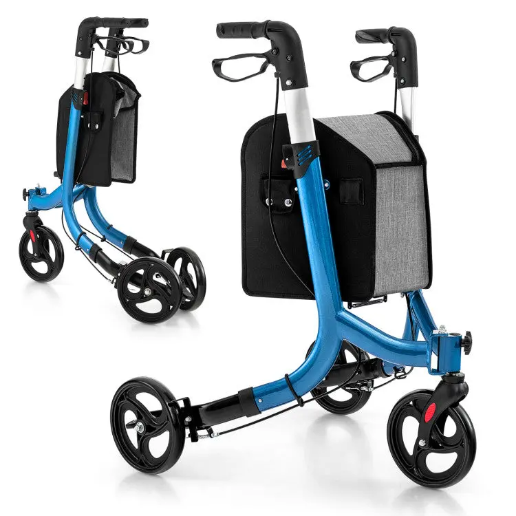 Compact 3-Wheel Mobility Walker with Height-Adjustable Handles – Red