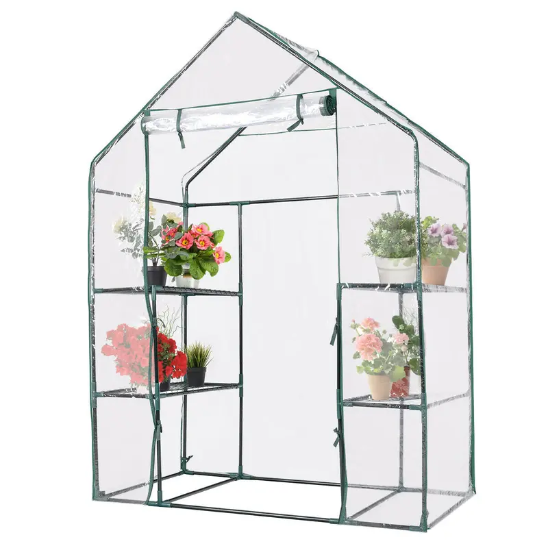 Compact Outdoor 4-Shelf Walk-In Plant Greenhouse – Lightweight & Ventilated