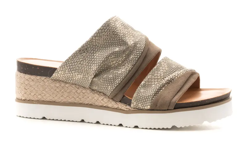 Corkys Believe Adjustable Sandal in Taupe Leather