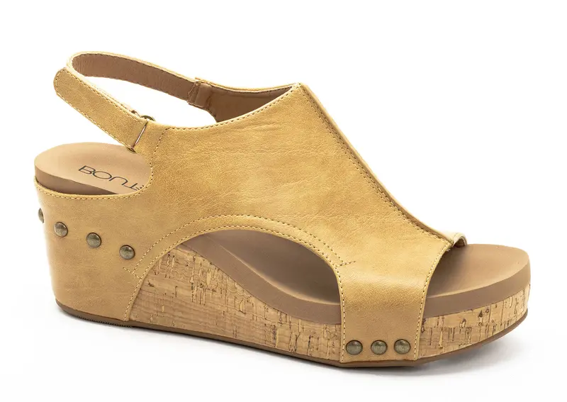 Corkys Carley Caramel Smooth Wedge Sandals